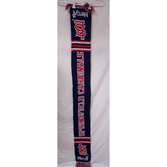 St Louis Springfield Cardinals Red Blue Knitted Fringe Winter Scarf Baseball MLB - Picture 1 of 6